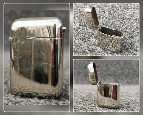 Antique white metal vesta case - vesta,