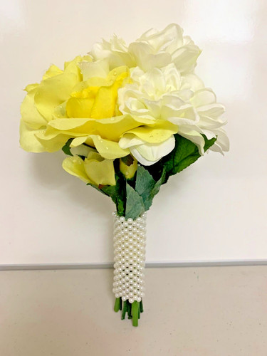 Floral white yellow - white, &yellow