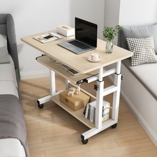 Height Adjustable Mobile Rolling Computer PC Laptop Over Bed Table Bedside Desk