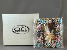 New Ciel Enamel & Swarovski Floral Crystal Photo Frame 4 ½” x 4” w/Box (D)