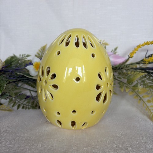 Large yellow ceramic egg - large,