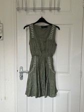 Pussycat London khaki embellished sleeveless dress – Size S (47WN)