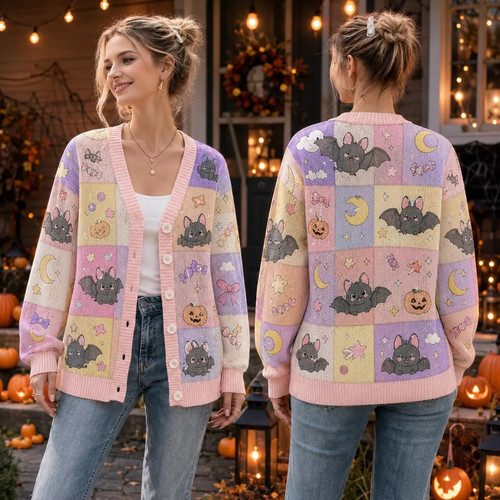 Cute bat halloween cardigan - cute,