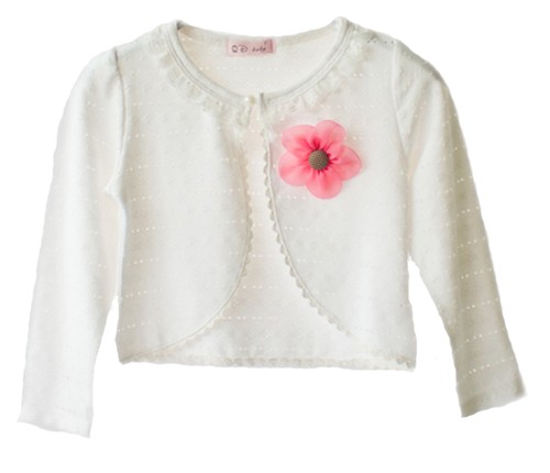 Girls cotton bolero pink - pink, ivory