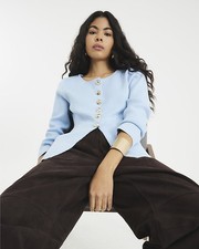 River Island Womens Blue Round neck Long sleeved Cardigan Size M