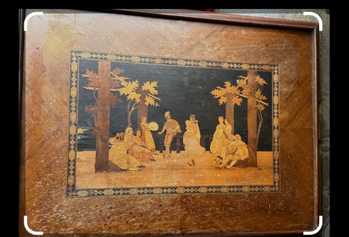 19th inlaid hardwood marquetry - hardwood,