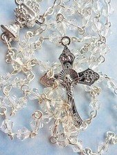 1st First Holy Communion crystal glass rosary beads  Single or  pack of 6