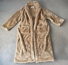 Women’s Plush Luxury Dressing Gown Robe Warm Caramel Size M 12-14 NWOT By F&F