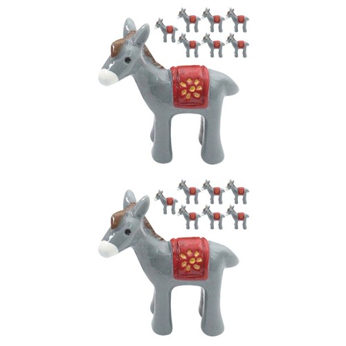 Grey resin mini donkey statue - resin,
