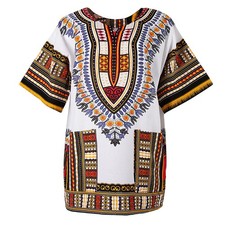 Women' Dress African Dashiki   Tunic - Yellow, as described