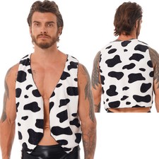 UK Men Cowboy Waistcoat Cow