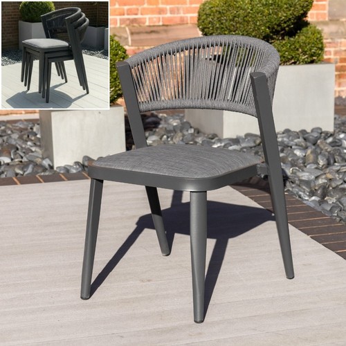 Grey garden chair rope back - garden,