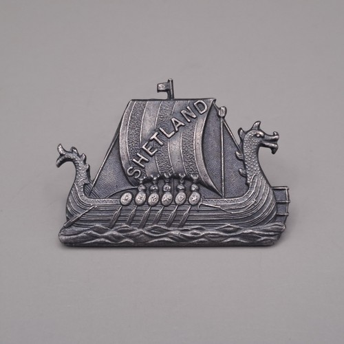 Viking longboat pewter brooch - viking,