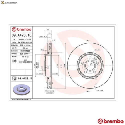 Brake discs a426 - discs, for