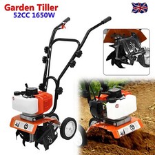 Garden Tiller 52CC Petrol Engine 1650W 2 Stroke Lawn Cultivator Rotovator Soil