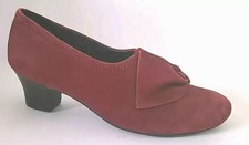 HOTTER Donna Claret/Wine Suede Mid Heel Slip On Court Shoes UK 5.5 Generous fit