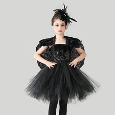Cosplay Black Swan Evil Queen Kids Dress Girls Princess Skirts Halloween Suits🎃