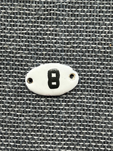 Vintage enamel sign number - number, 8