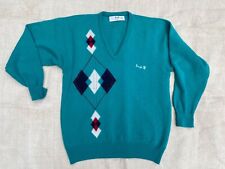 Vintage Mens Pringle Made in Scotland Argile Diamond V Neck Golf Jumper. Medium.