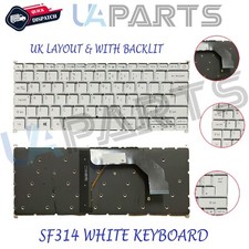 Replacement For ACER SWIFT 3 SF314 UK Layout Laptop Keyboard With Backlit White