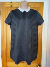 Primark Size 20 Smart Grey Stripped Collar Work Dress