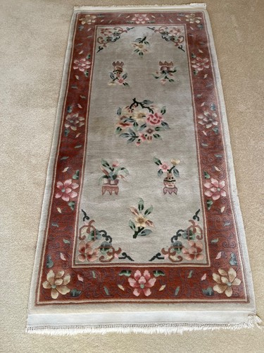 Vintage chinese rug pink cream - vintage, pink/cream