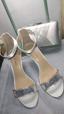 ROLAND CARTIER BRAND NEW IVORY DIAMANTE SHIMMER SHOES AND MATCHING BAG UK 4 37