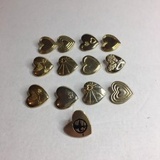 The variety club gold tone heart pin brooch bundle x 13