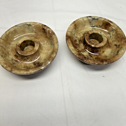 Pair italian alabaster candle - pair,