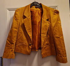 Atmosphere orange / mustard Cotton Blazer cropped Jacket Size 12 vgc
