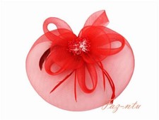 Gauze Hat Head Clip Fascinator Red Navy White Pink Black Cream Wedding Occasion