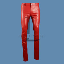 Women's Red Leather Causal Dress Pant Genuine Soft Lambskin Leather Pant