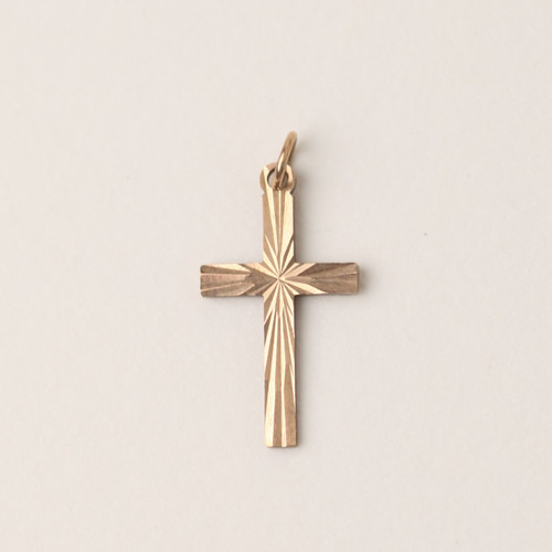 Solid 9ct gold - patterned, cross