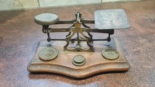Antique Postal Scales  With Weights 4oz 1d To 8oz