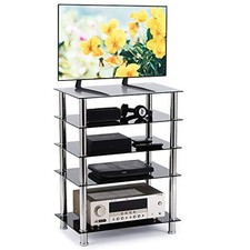 HiFi Racks and Stands Audio Rack Cabinet AV Shelf TV Table 5 Tiers Tempered