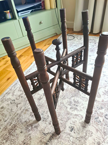 Dark wood side table - table,, turned