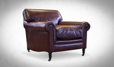 George Smith Full Scroll Arm Signature Leather Armchair with Cusion Back Del ?