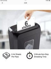 Commercial Paper Shredder Industrial 6 Sheet Cross Cut Heavy Duty Home Office