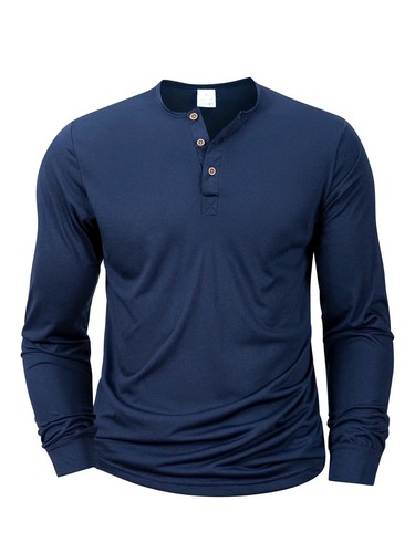 Men long sleeve plain - sleeve, henley
