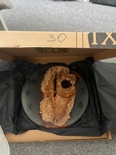 40cm Grey Resin Wall Clock – Elm Wood, Black Arabic Numerals, Unique Design