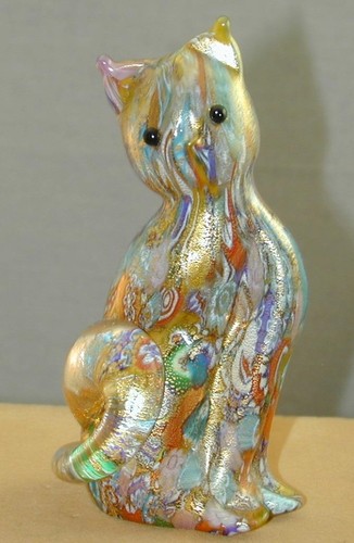 Murano glass cat figurine - murano,