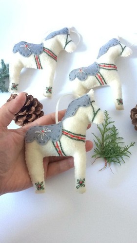 Felt dala horse decoration - dala,