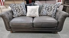 Sofology 2 Seater Leather Sofa With Fabric Pillow Back Cushions