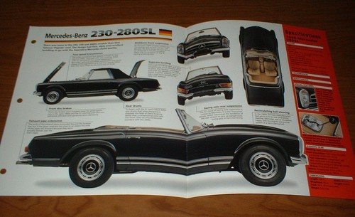 1968 mercedes 280sl spec sheet - 1968,