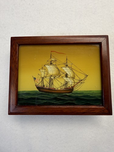 Vtg reverse painted tall ship - vtg,