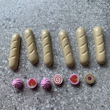 6 x LEGO Baguette Bread Loaves - Minifigure Food - Tan - Part 4342 + 6 cakes 