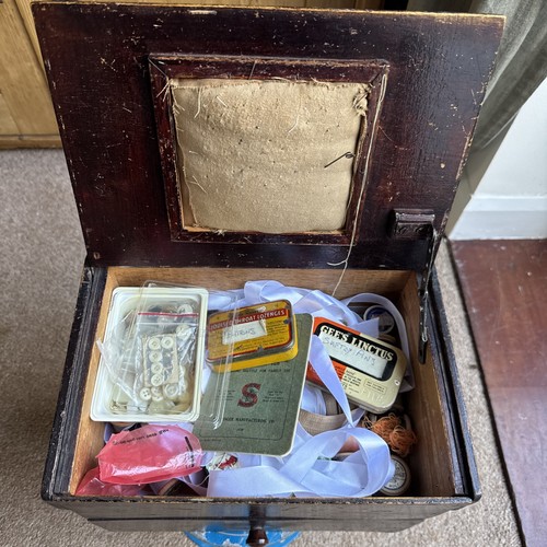 Vintage wooden sewing box - vintage,
