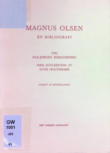 Magnus olsen bibliografi - en,