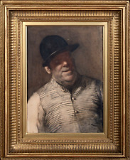 Large 19th Century  English Horse Racing Portrait "The Fat Jockey" signed FD