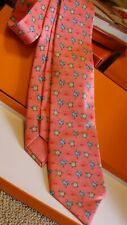 HERMES silk tie, ALARM CLOCKS and COCKEREL,  whimsical collection !! NEW 